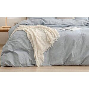 Soft Light Blue Linen Duvet Cover